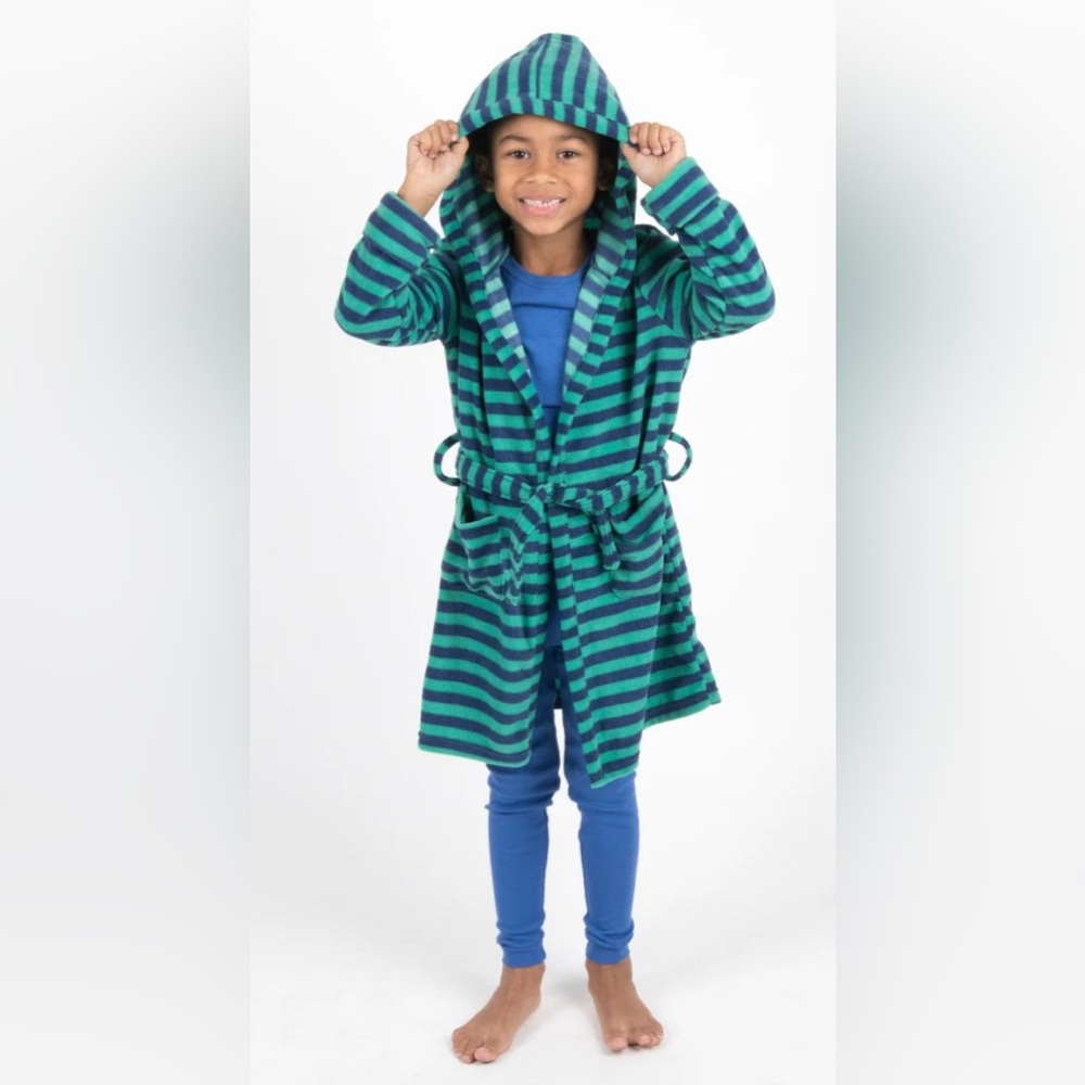 Boys Leveret Fleece Lounge Striped Robe Size 10